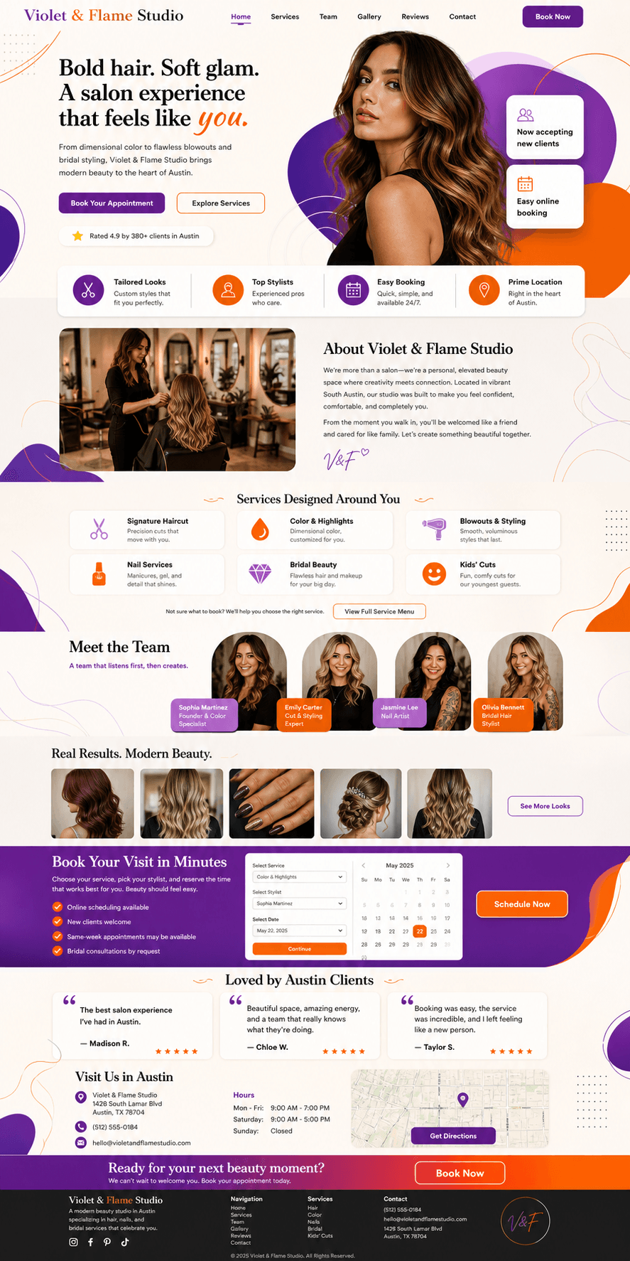 Violet & Flame Studio landing page preview